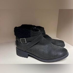 UGG Gray Ankle Boots with Buckle Detail